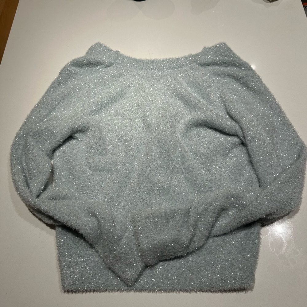 Vince Light Blue Sparkle Fuzzy Crewneck Sweater - Picture 4 of 4